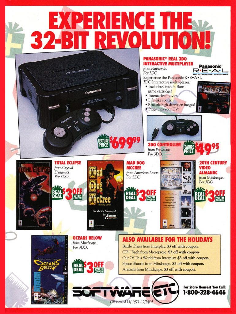 A 1993 advert demonstrating the high cost of the  32-bit 3do
