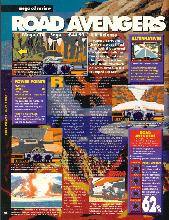 A middling review of Road Avenger on the Mega CD